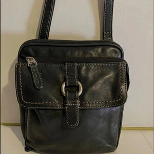 Fossil black leather crossbody handbag